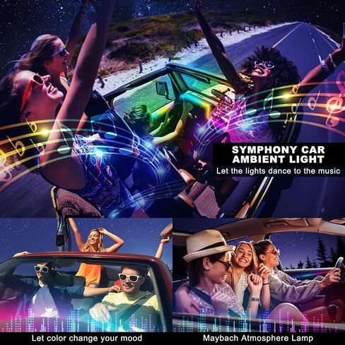 Dreamcolor Acrylic Interior Car LED Strip Light with Wireless APP, RGB 5 in 1 with Fiber Optic Ambient Lighting Kits, 16 Million Colors Sound Active Function Car Neon Lights in Saudi Arabia