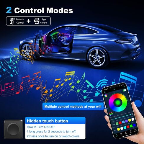 Dreamcolor Acrylic Interior Car LED Strip Light with Wireless APP, RGB 5 in 1 with Fiber Optic Ambient Lighting Kits, 16 Million Colors Sound Active Function Car Neon Lights in Saudi Arabia