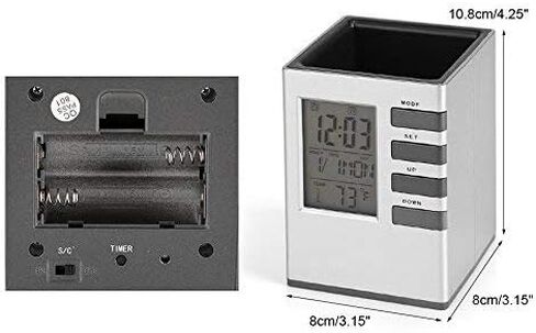 Fdit Multifunctional LED Desk Clock, Digital LCD Screen Alarm Clock Pen Holder Temperature Display for Home Office in Saudi Arabia