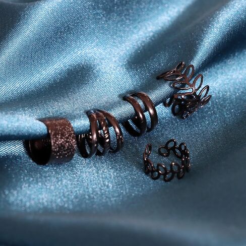 Fanquility 5pcs Sparkling Ear Cuff Gold Non Pierced Ear Cartilage Clip on Wrap Hoop Exquisite Tiny Boho Beach Minimalist Adjustable Multi-layered Fake Earrings for Women Jewelry in Kuwait