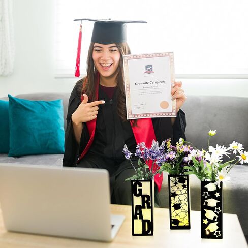 3 قطع من صناديق الفانوس المركزية لطاولة التخرج فئة 2024 حقائب مضيئة مقطوعة بالليزر وديكورات حفلات التخرج فانوس تخرج ثلاثي الأبعاد مع ضوء فانوس لمفضلات حفلات التخرج in Kuwait