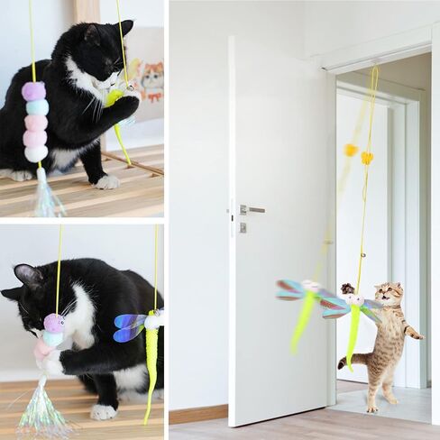 Cat Catnip Toys 3 Pcs for Indoor Cats, Felt Mouse Interactive Kitty Teaser Toys, Adhesive Hook Door Hanging for Indoor Cats Play Chase Exercise - Felt Mouse / Chick / Cat Set (Catnip Animal Felt) in Saudi Arabia