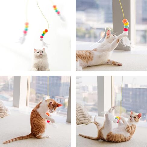 Cat Catnip Toys 3 Pcs for Indoor Cats, Felt Mouse Interactive Kitty Teaser Toys, Adhesive Hook Door Hanging for Indoor Cats Play Chase Exercise - Felt Mouse / Chick / Cat Set (Catnip Animal Felt) in Saudi Arabia