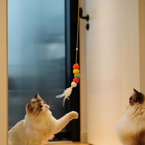 Cat Catnip Toys 3 Pcs for Indoor Cats, Felt Mouse Interactive Kitty Teaser Toys, Adhesive Hook Door Hanging for Indoor Cats Play Chase Exercise - Felt Mouse / Chick / Cat Set (Catnip Animal Felt) in Saudi Arabia