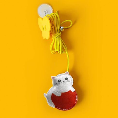 Cat Catnip Toys 3 Pcs for Indoor Cats, Felt Mouse Interactive Kitty Teaser Toys, Adhesive Hook Door Hanging for Indoor Cats Play Chase Exercise - Felt Mouse / Chick / Cat Set (Catnip Animal Felt) in Saudi Arabia