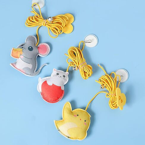 Cat Catnip Toys 3 Pcs for Indoor Cats, Felt Mouse Interactive Kitty Teaser Toys, Adhesive Hook Door Hanging for Indoor Cats Play Chase Exercise - Felt Mouse / Chick / Cat Set (Catnip Animal Felt) in Saudi Arabia