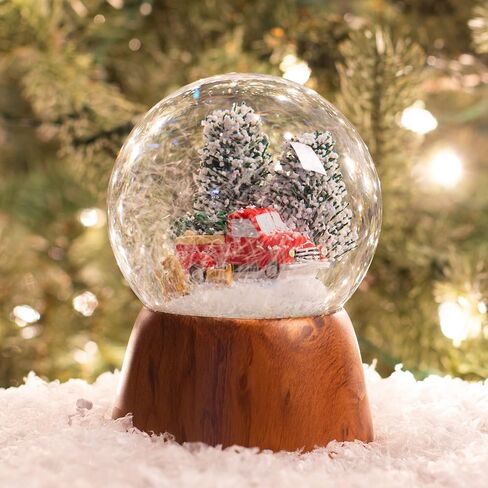 Red Truck With Dogs Cherry Woodgrain 6 x 4 Resin and Metal Holiday Musical Snow Globe in Saudi Arabia