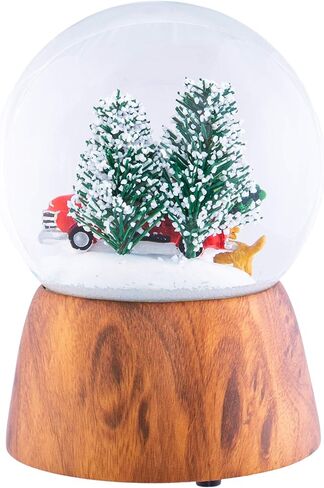 Red Truck With Dogs Cherry Woodgrain 6 x 4 Resin and Metal Holiday Musical Snow Globe in Saudi Arabia
