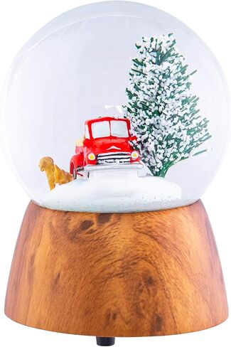 Red Truck With Dogs Cherry Woodgrain 6 x 4 Resin and Metal Holiday Musical Snow Globe in Saudi Arabia