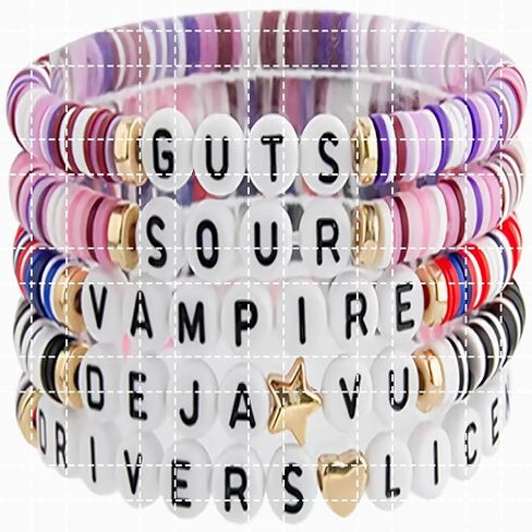 5PCS Music Bracelets Song Bracelets Set and Stickers Accessories Album Bracelets Gifts for Women Girls Fans Gift for Birthday Graduation Day Bracelet Set Dainty Charm Bracelets for Women Girls in Saudi Arabia