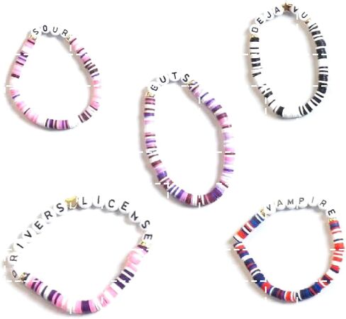 5PCS Music Bracelets Song Bracelets Set and Stickers Accessories Album Bracelets Gifts for Women Girls Fans Gift for Birthday Graduation Day Bracelet Set Dainty Charm Bracelets for Women Girls in Saudi Arabia