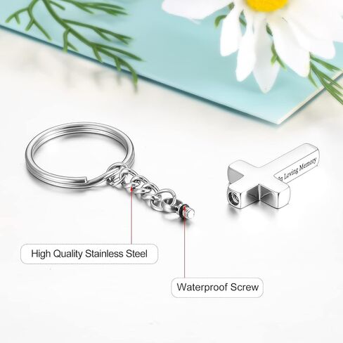 Dletay الصليب جرة المفاتيح للرماد مجوهرات جنائزية للرماد الفولاذ المقاوم للصدأ رماد مفتاح سلسلة للرجال والنساء in Kuwait