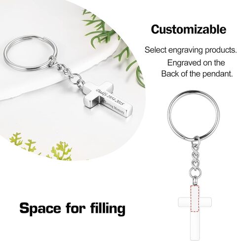 Dletay الصليب جرة المفاتيح للرماد مجوهرات جنائزية للرماد الفولاذ المقاوم للصدأ رماد مفتاح سلسلة للرجال والنساء in Kuwait