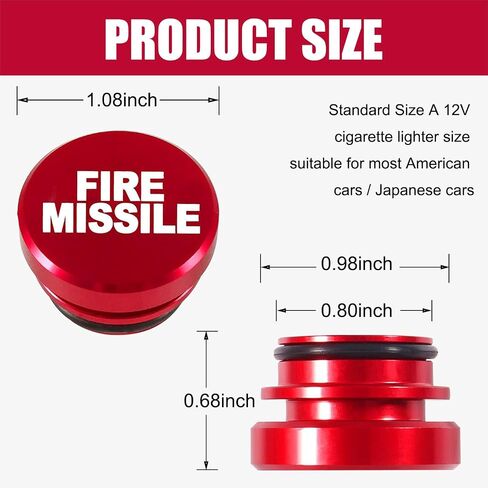 2 PCS Car Cigarette Lighter Cover, Metal Cigarette Lighter Dust Cover, Cigarette Lighter Button Plug Cap, Universal Decorative Accessories for Most 12V Cars (Red) in Saudi Arabia