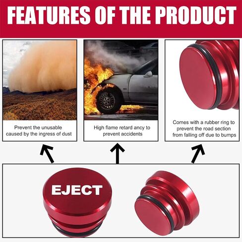 2 PCS Car Cigarette Lighter Cover, Metal Cigarette Lighter Dust Cover, Cigarette Lighter Button Plug Cap, Universal Decorative Accessories for Most 12V Cars (Red) in Saudi Arabia