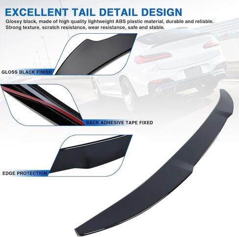 MotorFansClub Rear Spoiler Trunk Wing Fit for BMW X4 G02 2018 2019 2020 2021 2022 Trunk Lid Spoiler(Glossy Black) in Kuwait
