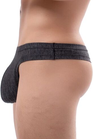 Billtop Men's Striped Low Rise Thong Underwear Stretch Thong T-Back Sexy Underwear in Kuwait
