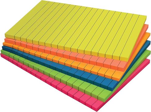 Better Office Products Lined Sticky Notes, 4 x 6, 6 Pack, 300 Sheets (50/Pad), Self Stick Notes with Lines, 6 Bright Assorted Colors, Post Memos, Strong Adhesive, 6 Pads in Saudi Arabia