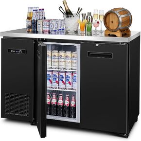 BODEGACOOLER مبرد بار خلفي مع بابين زجاجيين، ثلاجة مشروبات تجارية بحجم 7.7 قدم مكعب تحت إضاءة LED لمشروبات الصودا والبيرة والنبيذ مع سطح من الفولاذ المقاوم للصدأ، معتمدة من وزارة الطاقة، 4 عجلات in Kuwait
