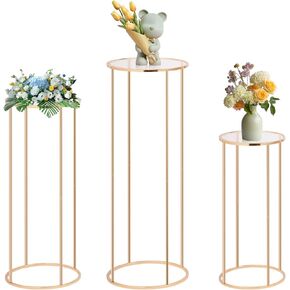 Cylinder Stands for Party, 3Pcs Gold Cylinder Pedestal Stand, Cilindros Para Fiestas Cake Table Stand Parties Metal Round Cylinder Display Plant Stand Tables for Weddings Birthday Party Decorations in Kuwait