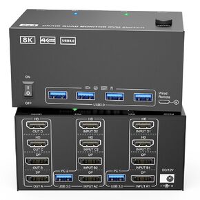 8K KVM HDMI Switch 2 Ports, USB 3.0 KVM Switcher Box, Support 7680x4320@60Hz, 3840x2160@120Hz Resolution for 2 Computers Share Mouse Keyboard and Monitor in Kuwait