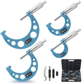 Neoteck 0-4"/0.0001" Outside Micrometer 4PCS Hardened Steel Precision Mechanical Micrometer Set with 1"/2"/3"Calibration Standards Wrench and Case for Machining, Automotive, Inspection in Kuwait