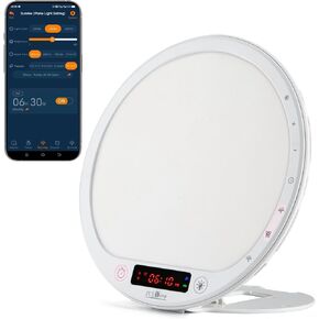 Light Therapy Lamp 10000 Lumens UV-Free Sunrise Alarm Clock Wake Up Light Super Bright Alarm Clock APP Control with 10 Built-in Natural Sounds Portable in Saudi Arabia
