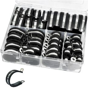 Cable Clamp Combination Kit, Stainless Steel Rubber Pad Tube Clamp, Rubber Pad Insulated Wire Clamp (68PCS KIT) in Saudi Arabia