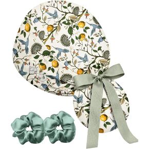 Plifal 100% Cotton Scrub Cap with Buttons Sweatband-Elegant Ponytail Nurse Surgical Caps for Women, Satin Lined or Unlined in Kuwait