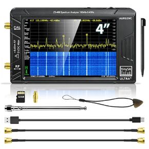 AURSINC TinySA Ultra+ ZS406 Spectrum Analyzer, 4.0 Inch 100kHz-5.4GHz Handheld Frequency Analyzer with 32Gb Card, HW V0.4.6, 2-in-1 Signal Generator MF/HF/VHF UHF Input, 2025 Upgraded in Kuwait