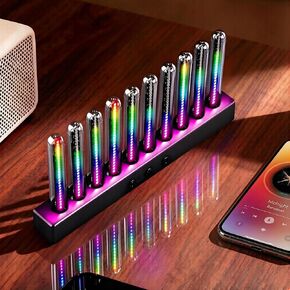 أداة متخيل الصوت القابلة لإعادة الشحن RGB الصوت المنشط شريط الضوء، 250 بكسل محلل الطيف الموسيقي عرض أضواء السيارة الداخلية المحيطة مع ديكور غرفة اللعبة للأولاد هدايا فريدة (E2-قابلة لإعادة الشحن) in Kuwait