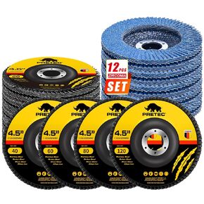 Flap Discs 4 1/2 for Angle Grinder, 12 Pcs Flap Discs 40/60/80/120 Grit, 4.5" x 7/8" High Density Zirconia Type 27 Flap Sanding Disc for Grinding, Rust Removal, Sanding and Finishing -12 Packs in Kuwait