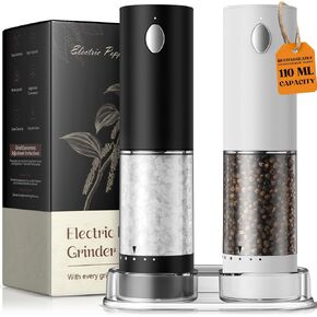 Electric Salt and Pepper Grinder Set, Battery Automatic Salt and Pepper Shaker with Adjustable Coarseness, Large Capacity Pepper Mill with LED Kitchen Appliances(Battery-Stainless Steel) in Kuwait