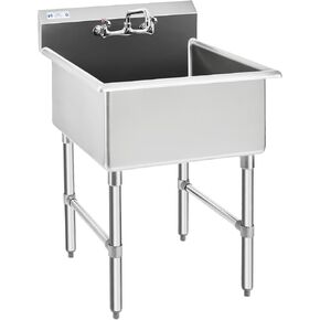 HALLY Commercial Stainless Steel Sink 1 Compartment NSF Prep & Utility Sink with 8" Faucet 18" L x 18" W x 12" D Bowl for Bar, Restaurant, Kitchen, Hotel and Home in Kuwait