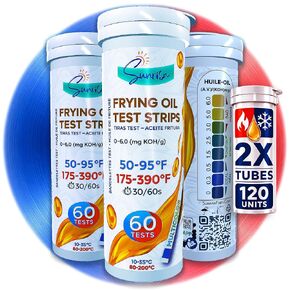 Sunrisa Deep Fryer Oil Test Kit for Home Kitchens, Food Trucks & Restaurants – Fast 30-Second Results – Test Hot or Cold Oil – 120 Cooking Oil Test Strips in 2 Stay Fresh Tubes in Saudi Arabia