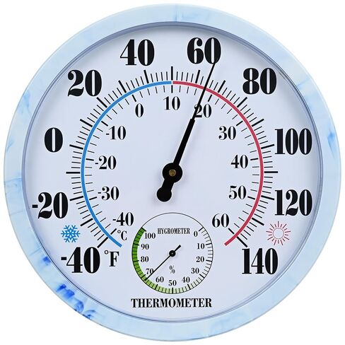 10 Inch Indoor Outdoor Thermometer Hygrometer Combo, Large Dial Analog Temperature Humidity Gauge, Wall Mount Weather Thermometer for Home Patio Greenhouse Garage Room in Kuwait
