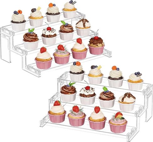 Lifewit Spice Rack, Perfume Cologne Organizer, Cupcake Stand, Tool-Free Assembly, Display Riser Shelf, Seasoning Figurine Makeup Holder, Room Decor, Kitchen Cabinet Storage, Clear, 12in-3 Tier, 1 Pcs in Saudi Arabia