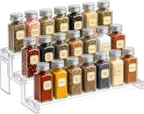 Lifewit Spice Rack, Perfume Cologne Organizer, Cupcake Stand, Tool-Free Assembly, Display Riser Shelf, Seasoning Figurine Makeup Holder, Room Decor, Kitchen Cabinet Storage, Clear, 12in-3 Tier, 1 Pcs in Saudi Arabia