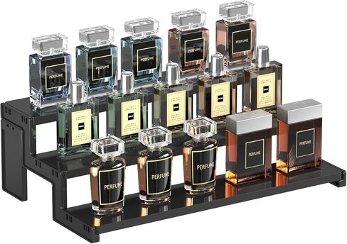 Lifewit Spice Rack, Perfume Cologne Organizer, Cupcake Stand, Tool-Free Assembly, Display Riser Shelf, Seasoning Figurine Makeup Holder, Room Decor, Kitchen Cabinet Storage, Clear, 12in-3 Tier, 1 Pcs in Saudi Arabia