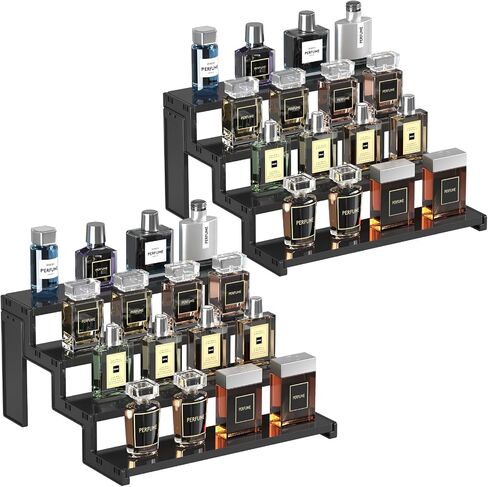 Lifewit Spice Rack, Perfume Cologne Organizer, Cupcake Stand, Tool-Free Assembly, Display Riser Shelf, Seasoning Figurine Makeup Holder, Room Decor, Kitchen Cabinet Storage, Clear, 12in-3 Tier, 1 Pcs in Saudi Arabia