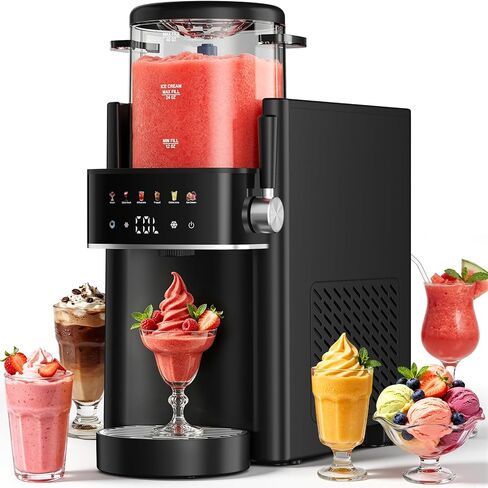 Slushie Machine, Ice Cream Maker, Slushy Machine for Home and Families, No ice needed with Rapid Chill & Temperature Control, Multi-function for Margarita, Frappé, Easy to Clean, Black in Kuwait