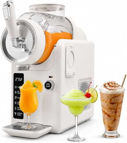 SYINTAO Slushie Machine No Ice Needed, 2-in-1 Frozen Drink & Soft Serve Ice Cream Maker, Self-Chilling Slushy Maker with 5 Presets, LED Display & Auto Clean for Home & Party (Black) in Kuwait