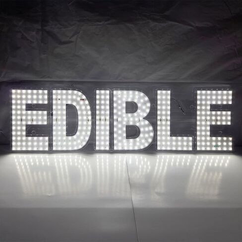 EPL EDIBLE White, Led 1G On-Off Sign, Eye-Catching, Super Bright, 8"x30" & Power Cord, Electric CBD Shop Cannabis Dispensary Window Store Decor in Kuwait