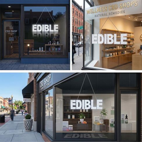 EPL EDIBLE White, Led 1G On-Off Sign, Eye-Catching, Super Bright, 8"x30" & Power Cord, Electric CBD Shop Cannabis Dispensary Window Store Decor in Kuwait
