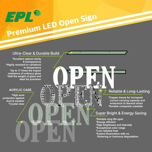EPL EDIBLE White, Led 1G On-Off Sign, Eye-Catching, Super Bright, 8"x30" & Power Cord, Electric CBD Shop Cannabis Dispensary Window Store Decor in Kuwait
