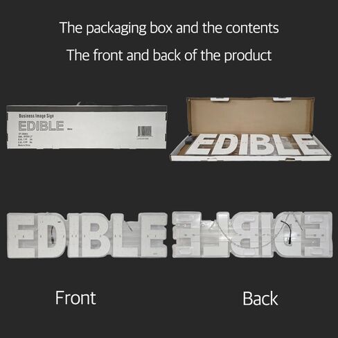 EPL EDIBLE White, Led 1G On-Off Sign, Eye-Catching, Super Bright, 8"x30" & Power Cord, Electric CBD Shop Cannabis Dispensary Window Store Decor in Kuwait