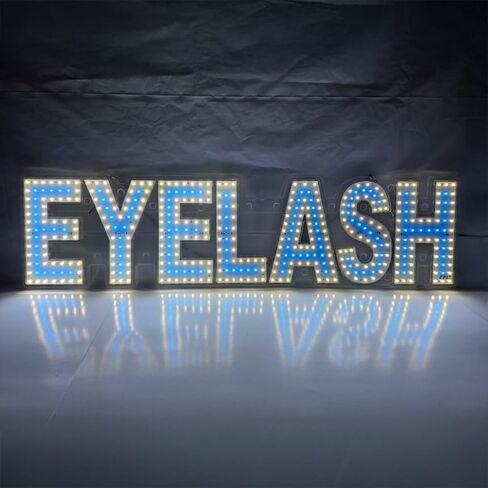 EPL EYELASH BLUE، علامة تشغيل LED 1G، علامة لافتة للنظر، فائقة السطوع، 8 بوصة × 30 بوصة، استوديو تجميل احترافي، ديكور أعمال، شاشة عرض واجهة المتجر in Kuwait