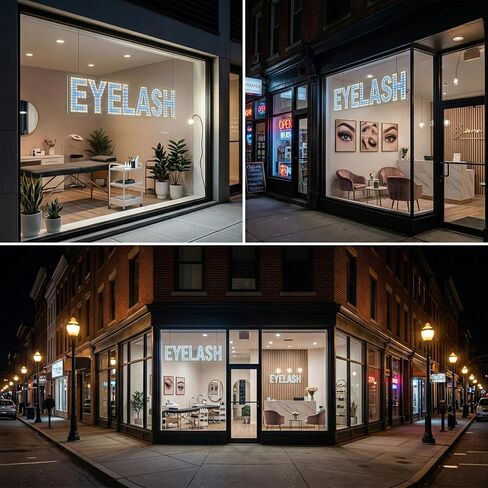 EPL EYELASH BLUE، علامة تشغيل LED 1G، علامة لافتة للنظر، فائقة السطوع، 8 بوصة × 30 بوصة، استوديو تجميل احترافي، ديكور أعمال، شاشة عرض واجهة المتجر in Kuwait