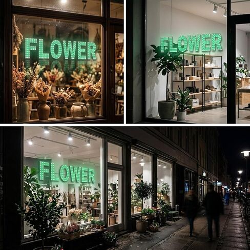 EPL FLOWER GREEN، علامة LED 3G متلألئة، لافتة للنظر، فائقة السطوع، 6 بوصة × 30 بوصة، جهاز تحكم عن بعد وديكور أعمال الأزهار، شاشة عرض واجهة المتجر in Kuwait