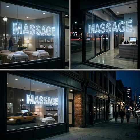 EPL MASSAGE LT BLUE, LED 1G On-Off Sign, Eye-Catching Sign, Super Bright, 6"x30", Static Therapy Display, Business decor, Storefront display in Kuwait